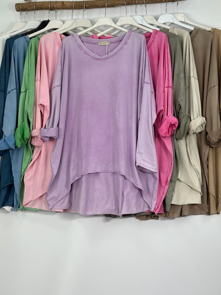 Damen Over Size Basic long shirt big size ausgewaschene Farben in Mainz