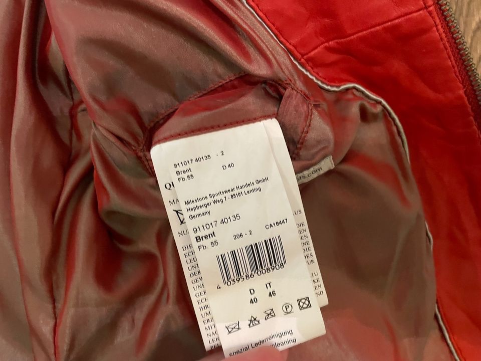 Neu weiche rote Lederjacke von Milestone gr 40 in Dresden