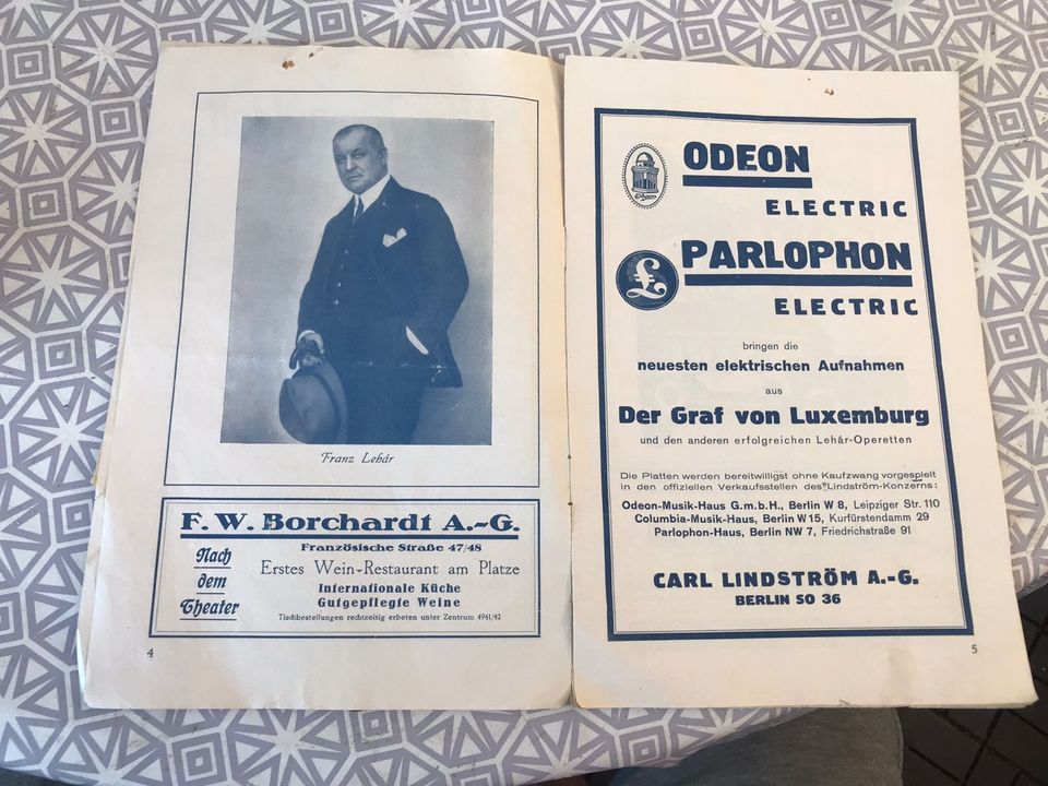 1942 Metropol Theater Ticket Programm Heft der Graf von Luxemburg in Berlin