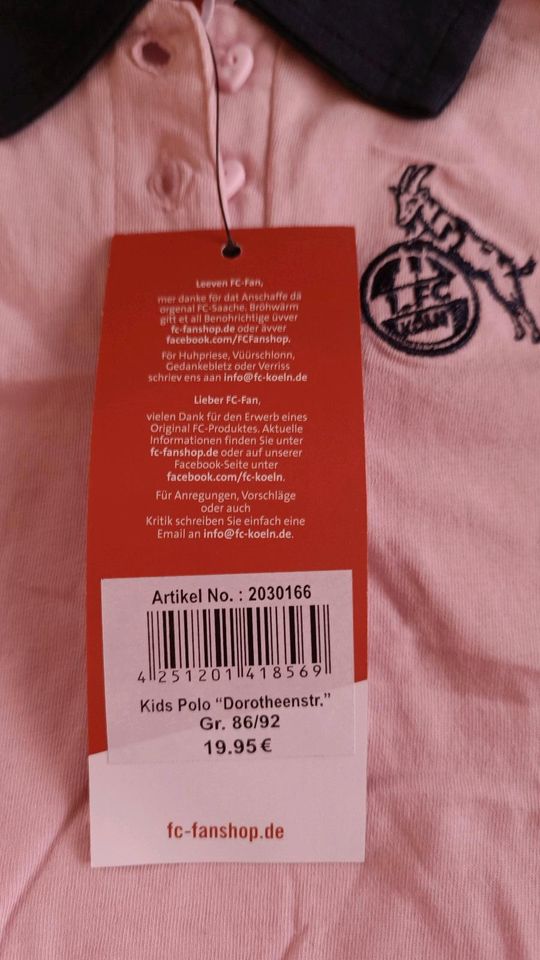 1. FC Köln * Kids Polo * T-Shirt * Mädchen * Gr. 86/92 in Nümbrecht