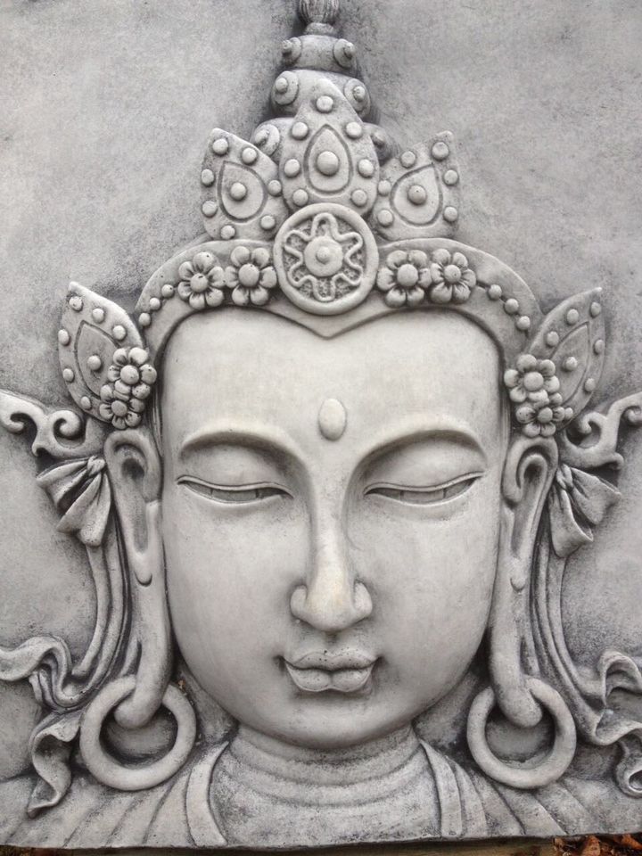 2D-Buddha 80x75cm 58kg Tempelwächter Wandrelief Buddhakopf Relief in Schönefeld