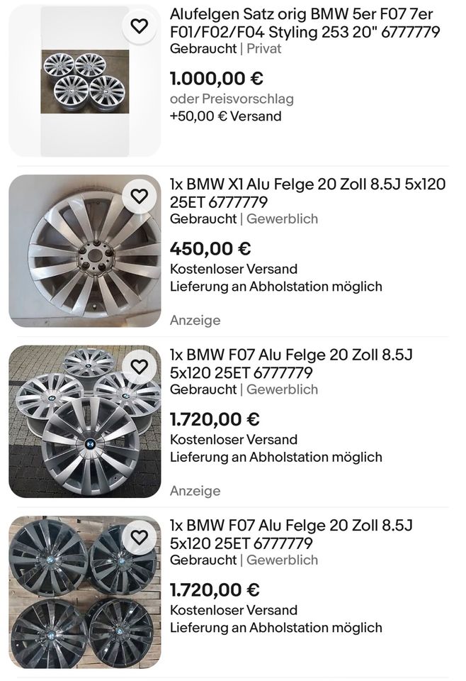 BMW f01 f02 f07 f10 f11 Felgen 253 Style 20 Zoll Alufelgen in Hückelhoven