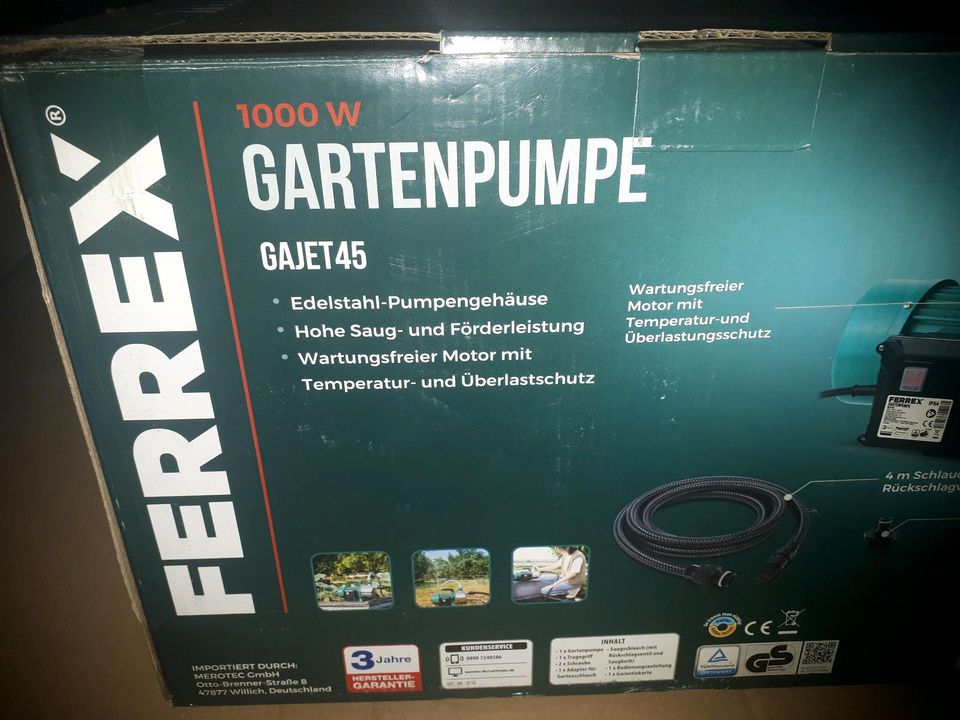 Gartenpumpe neue Saugpumpe für Wasser Ferrex 1000 Watt stark in Schkopau