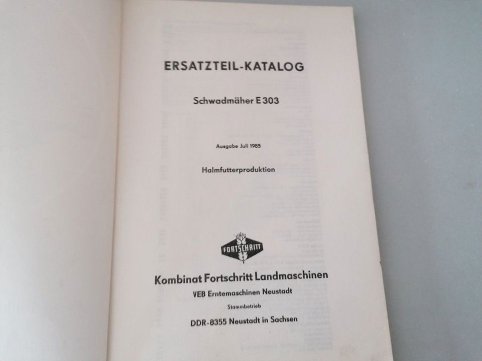 Ersatzteilkatalog Schwadmäher E 303 in Dresden