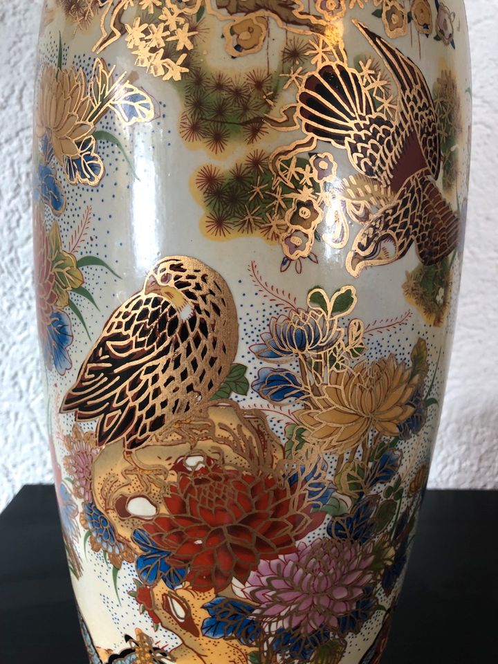 XL Chinesische Vase handbemalt glasiert TOP in Bexbach