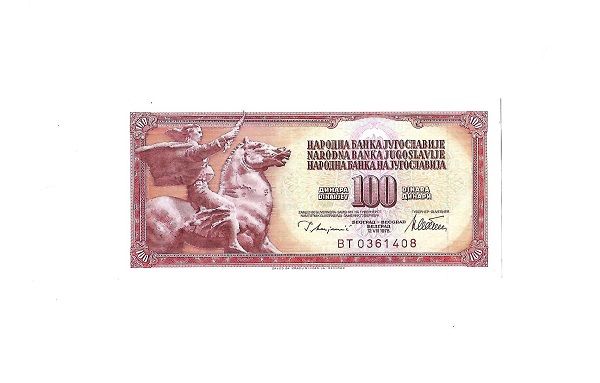 Banknote Geldschein Jugoslawien 100 Dinara 1978 in Walldürn