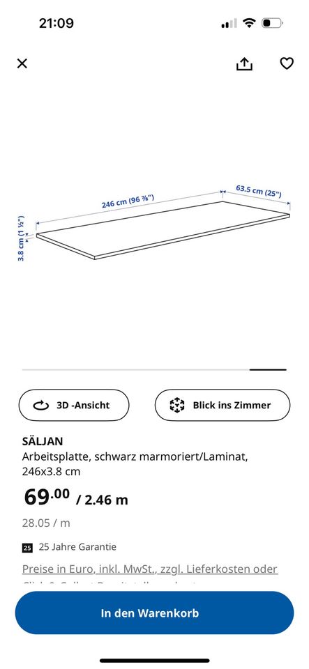 Arbeitsplatte Ikea Marmor Schwarz in Bielefeld