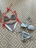 Bikini H&M blau weiß rot gestreift Rüschen Volant 38 M Bayern - Kösching Vorschau