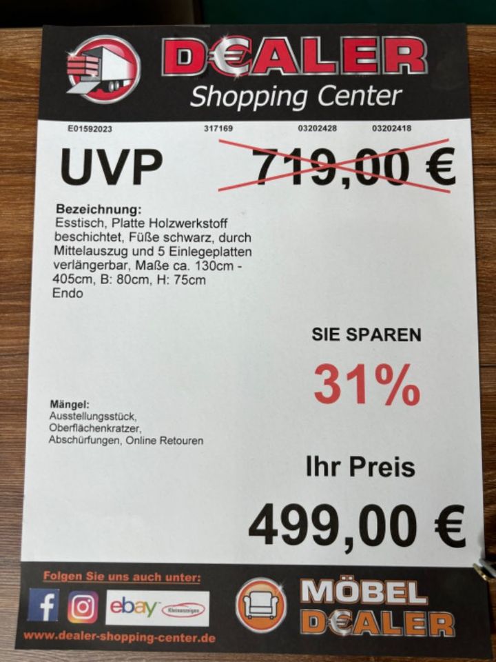 Esstisch / Ausziehtisch / Küchentisch statt 719€ in Zeitz