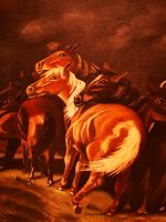 Oel Gemälde, Pferde im Gewitter Sachsen-Anhalt - Calvörde Vorschau