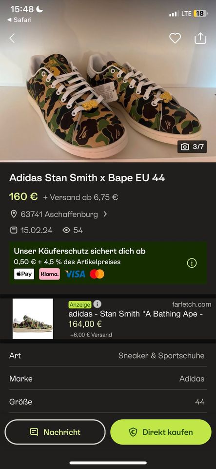 Verkaufe Adidas Staw Smith Schuhe Größe 49 in Esslingen