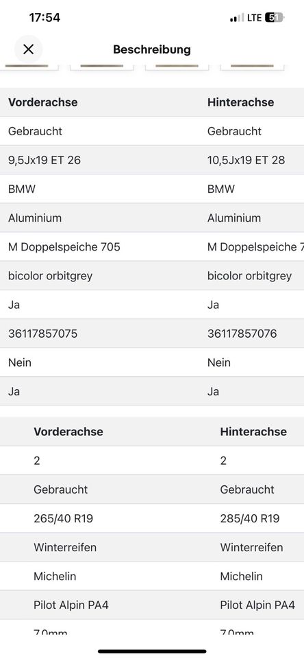 BMW M5 F90 Original 19 Zoll Alufelgen mit Winterreifen in Palling