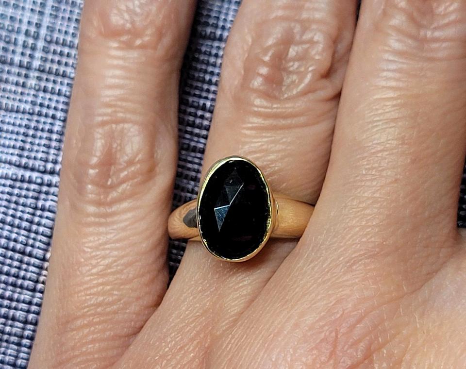Ring Opal Opalring mit echtem Schwarzopal 925 Silber vergoldet in Wolfenbüttel