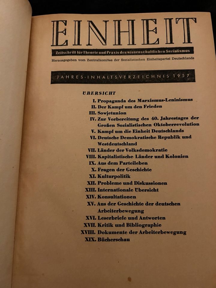 „Einheit“ Zeitschrift d.SED 1957, Teil1 in Tönisvorst
