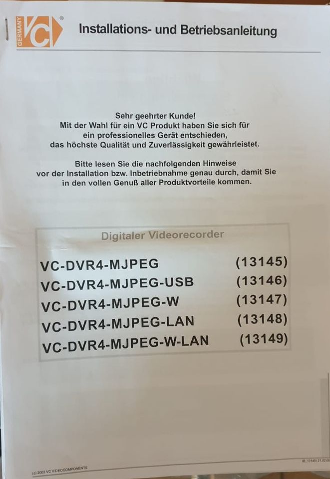 Videoüberwachung Recorder VC-DVR4-MJPEG-LAN "TOP" in Luckau