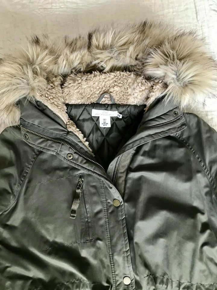 H M LOGG Parka Winterparka Jacke khaki gr n Gr. S 36 38 in
