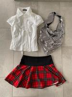 Karierter Mini Rock Gr.M rot/schwarz + weiße Bluse Gr.S, neu Nordrhein-Westfalen - Laer Vorschau