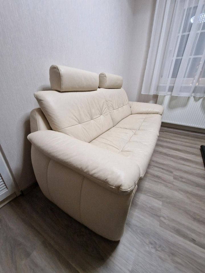 Echtleder Sofa Couch 1er Sessel und 2er hell *TOP in Idar-Oberstein