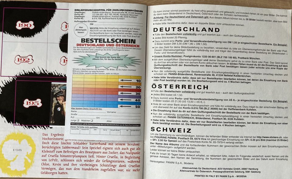 101 Dalmatiner Panini Sticker Disney in Hüttenberg