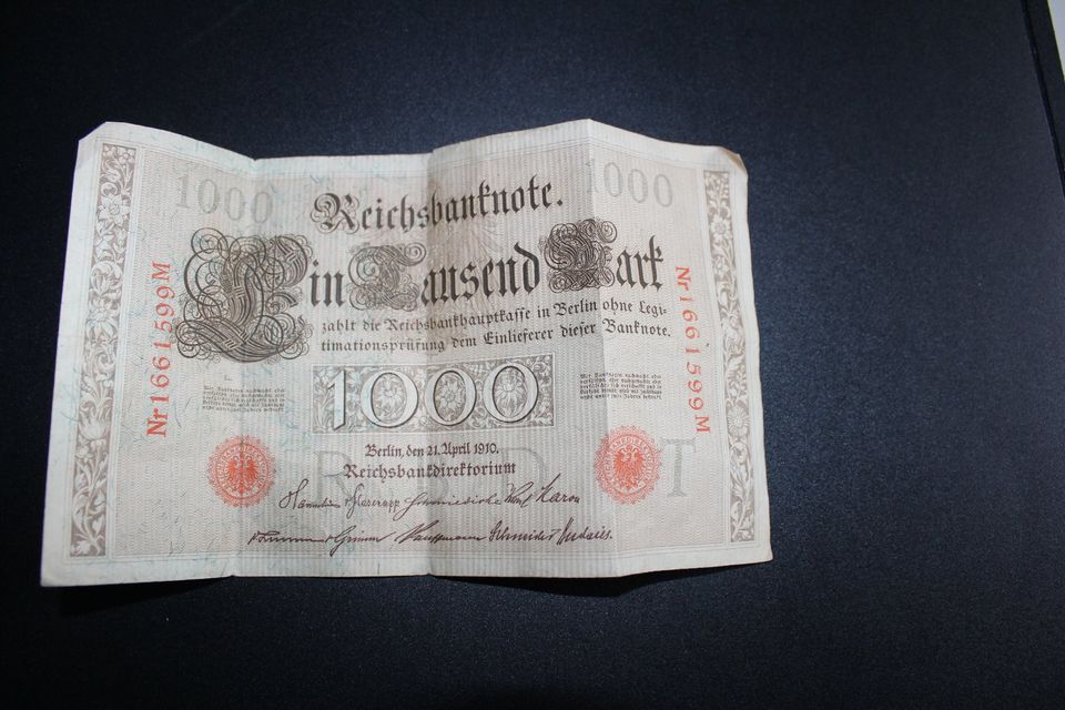 Reichsbanknote 1000 Mark, April 1910 in Hamburg