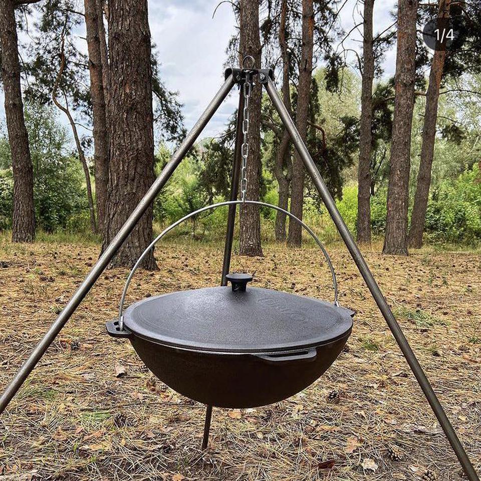 Kasan 6-15 L mit Deckel aus Gusseisen, Schwenktopf, Campingtopf in Ratingen