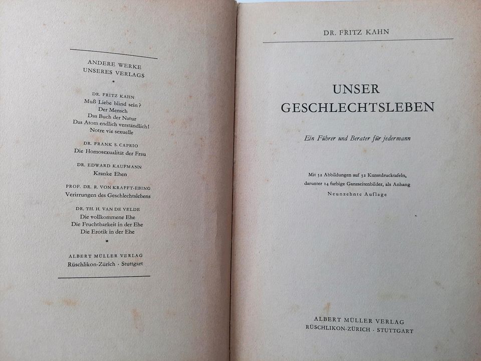 Unser Geschlechtsleben-Ein Führer u.Berater f.jedermann-gebraucht in Wallersdorf