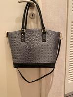 Handtasche, Shopper *Krokoimitat* grau/schwarz, passt für A4 Berlin - Wilmersdorf Vorschau