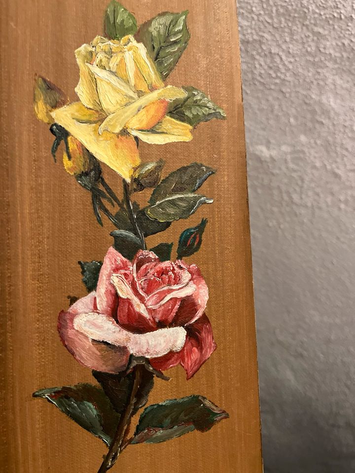 Bild handgemalt Rosenbild Rosen handpainted auf Holz in Wiesbaden