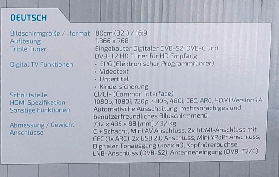 Dyon Enter 32 Pro X2 LED- Fernseher in Homburg