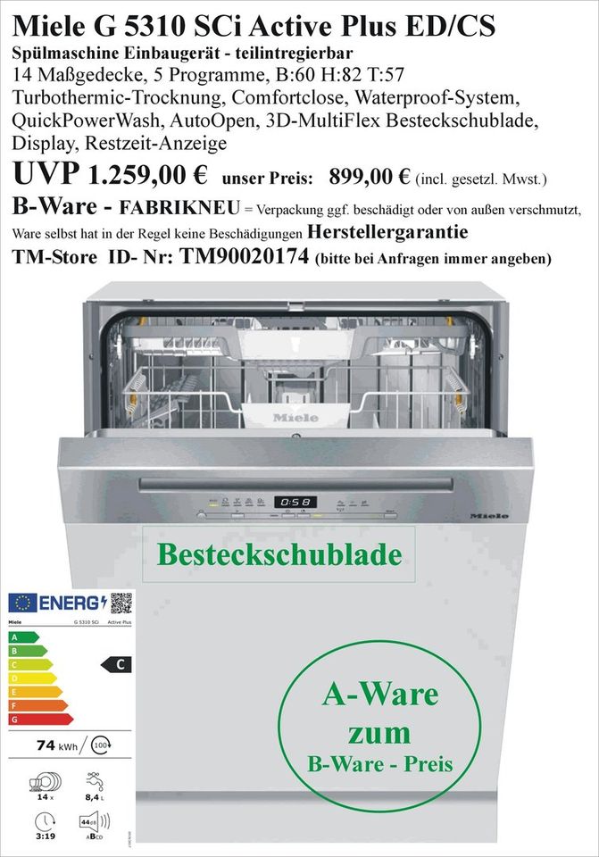 Spülmaschine NEU als B-Ware Einbaugerät Standgerät Einbau Stand Gerät teilintegriebar vollintegriebar integriebar teil voll auch Miele Neff AEG Siemens Bosch usw. auch für Gewerbe Pension Gastro in Wolfhagen 