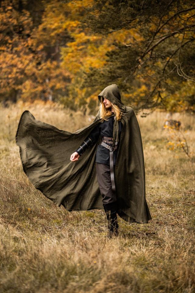 Mittelalter Leinen Umhang Mimir Grün LARP Cosplay Mittelalter in Schönebeck (Elbe)