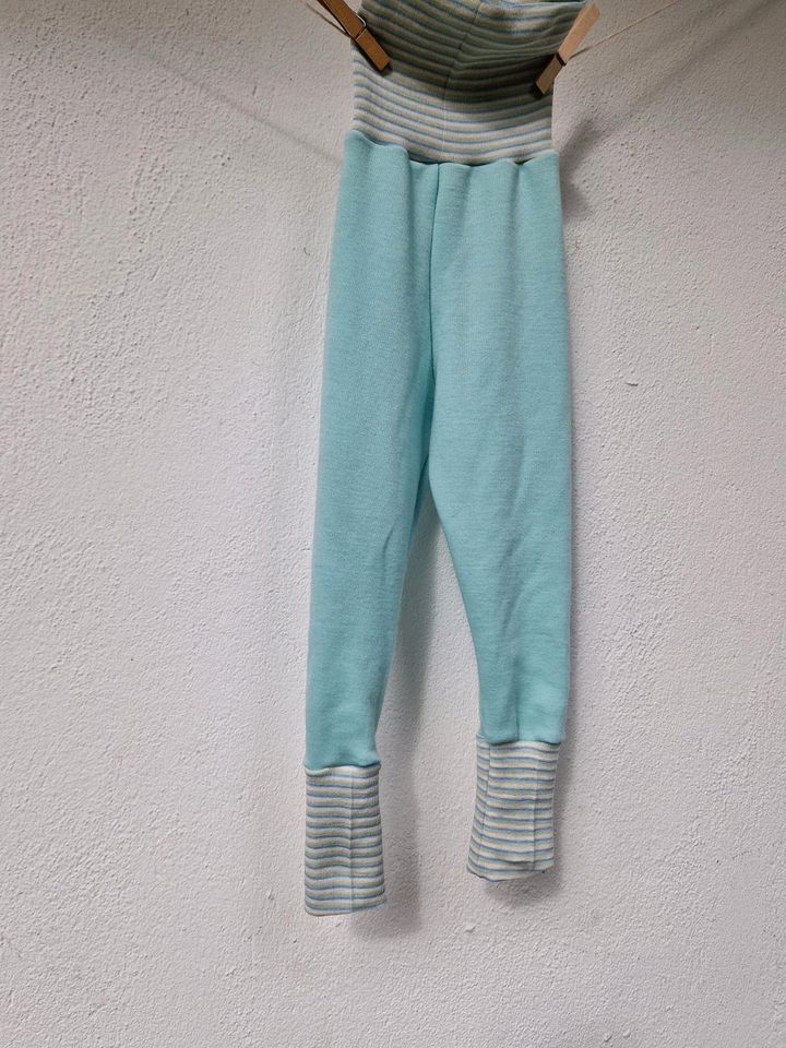 86 92 98 Woll Leggings Wollleggins eisblau mint Ringel in Dortmund