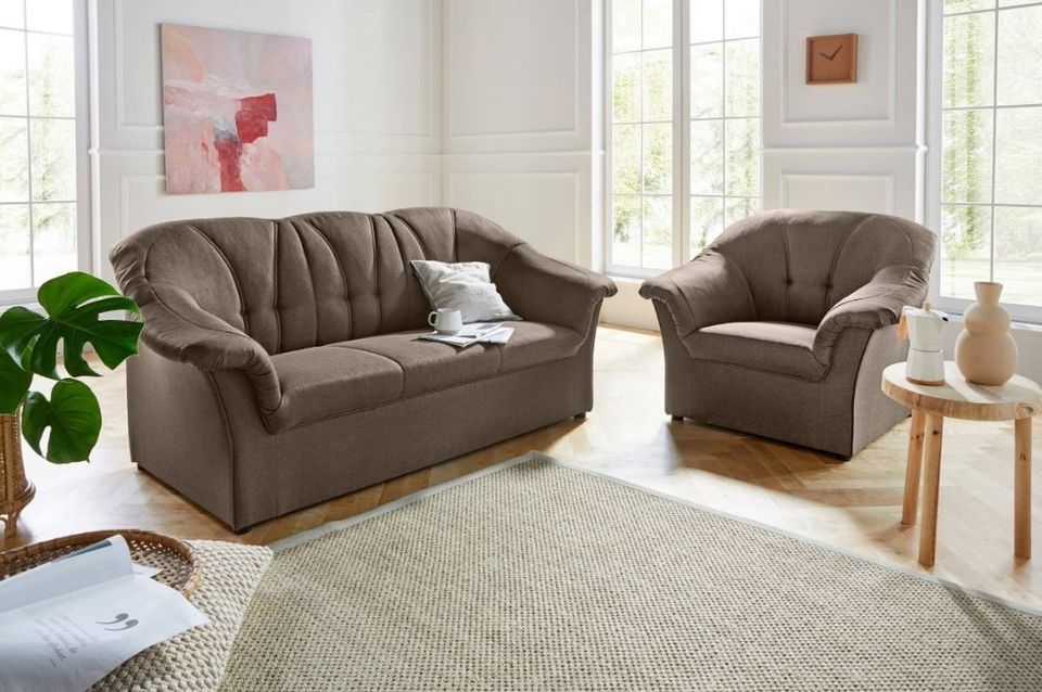 Sofa Polstergarnitur Garnitur SET Sessel und 3-Sitzerr Neu braun in Hamburg