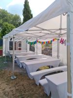 3x9 m Faltpavillon + 6 x Bierzeltgarnitur mit Stretchhusse mieten Nordrhein-Westfalen - Herne Vorschau