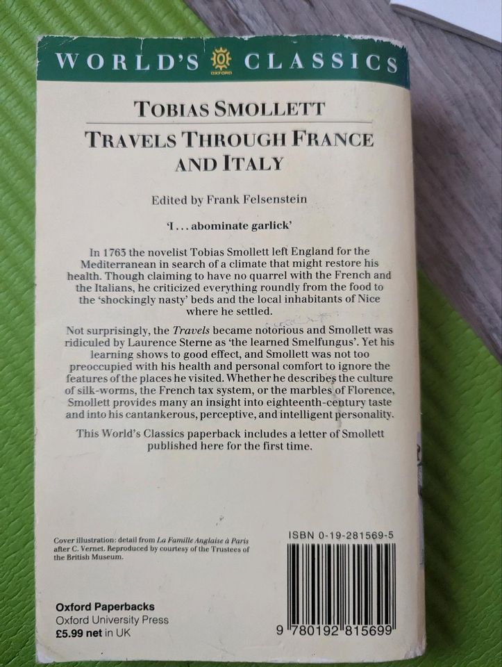 Smollett travels through France and Italy in Wyhratal