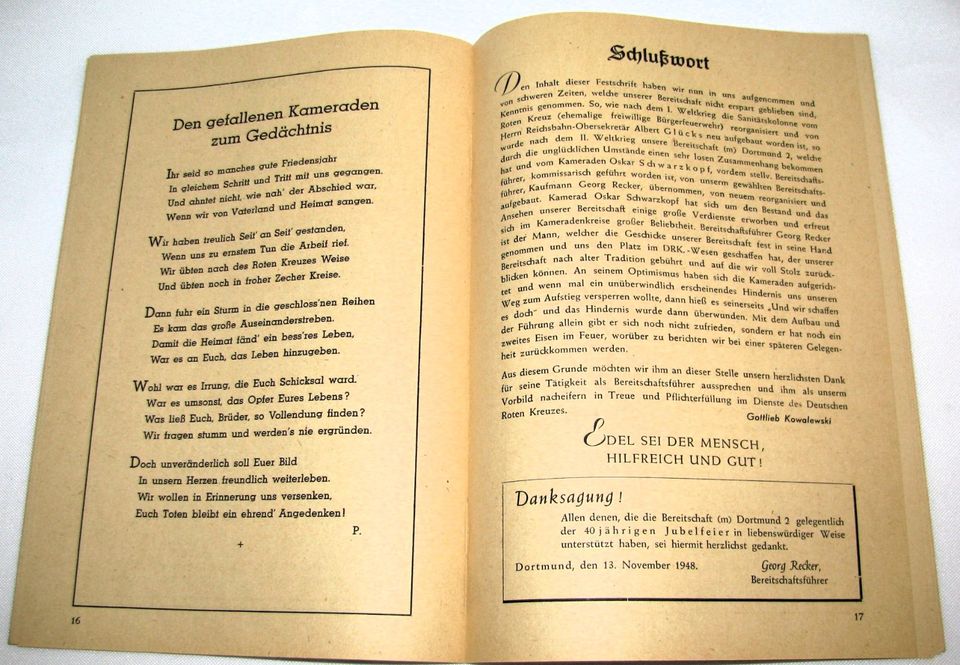 Antiquarische Festschrift - Rotes Kreuz Dortmund 1948 in Kamen