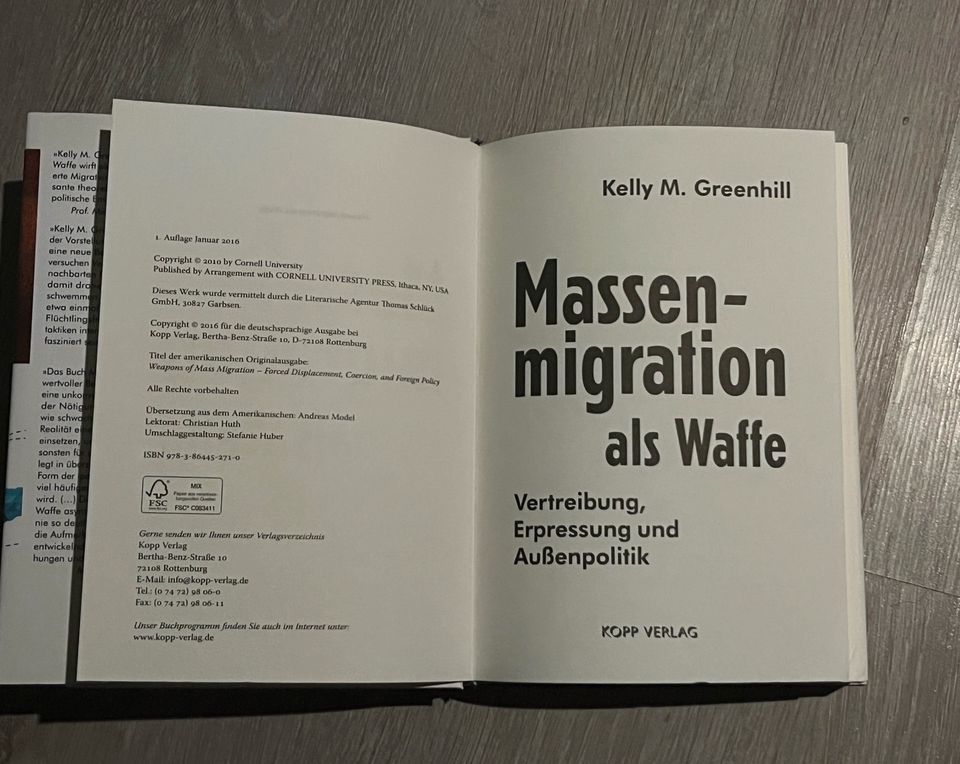 Massenmigration als Waffe Buch 1. Auflge Kelly Greenhill in Celle