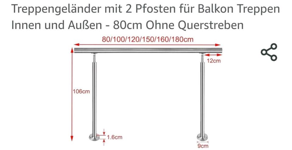 Handlauf aus Edelstahl 1 x Neu und 1 x Gebraucht in Kösching