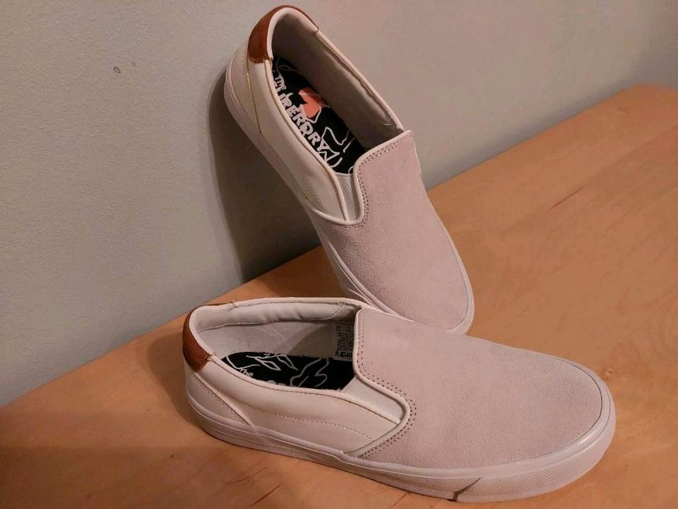 Superdry Damen Slipper Slip-on Sneaker weiß, Leder, Gr. 40 in Kiebitzreihe