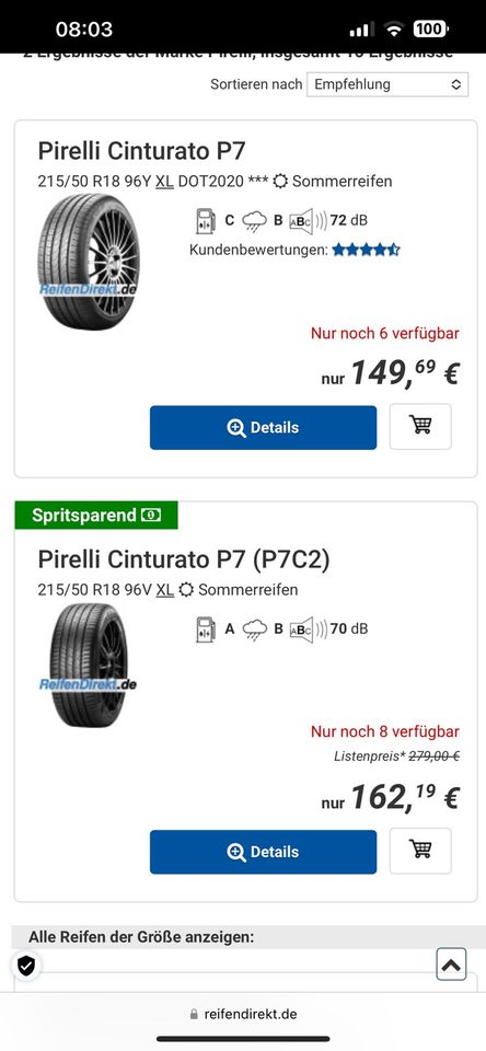 Sommerreifen 215/50 R18 96 V in Jockgrim