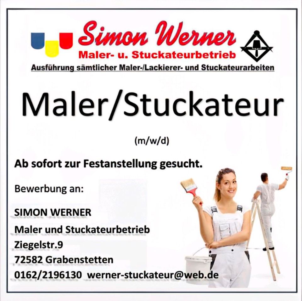 Maler/Stuckateur (M/W/D) zur Festanstellung gesucht in Reutlingen