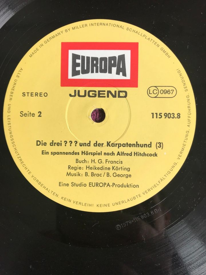 Die 3 drei Fragezeichen ??? LP Vinyl der Karpatenhund Hitchcock in Hückelhoven