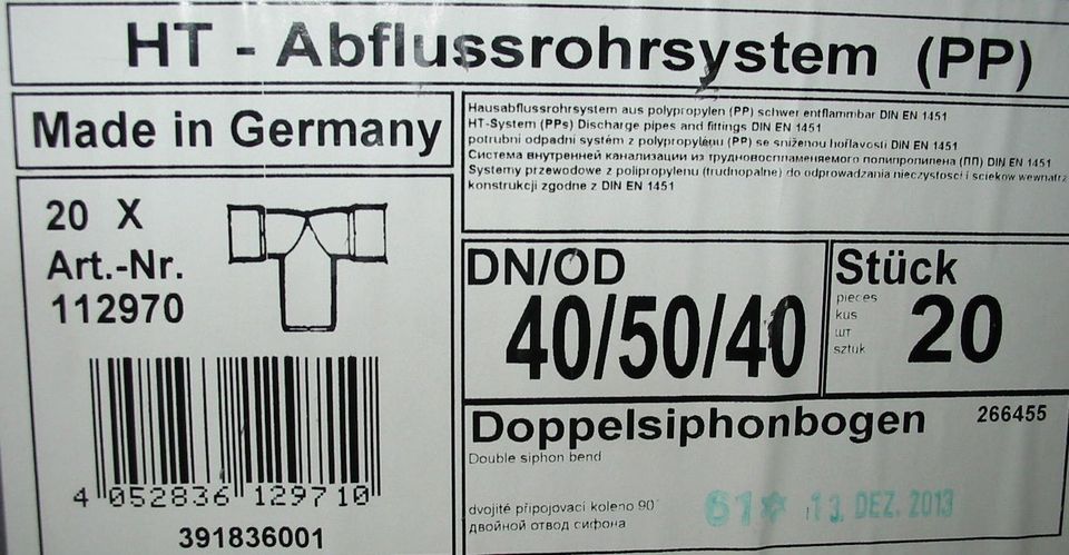 20 Stück Doppelsiphonbogen 40 / 50 / 40 mm Siphonbogen doppelt in Freital