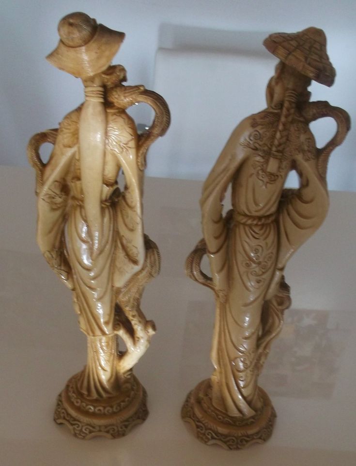 2 Chinesisch/Asiatische Figuren Geisha Frau u. Mann Skulptur in Ober-Mörlen