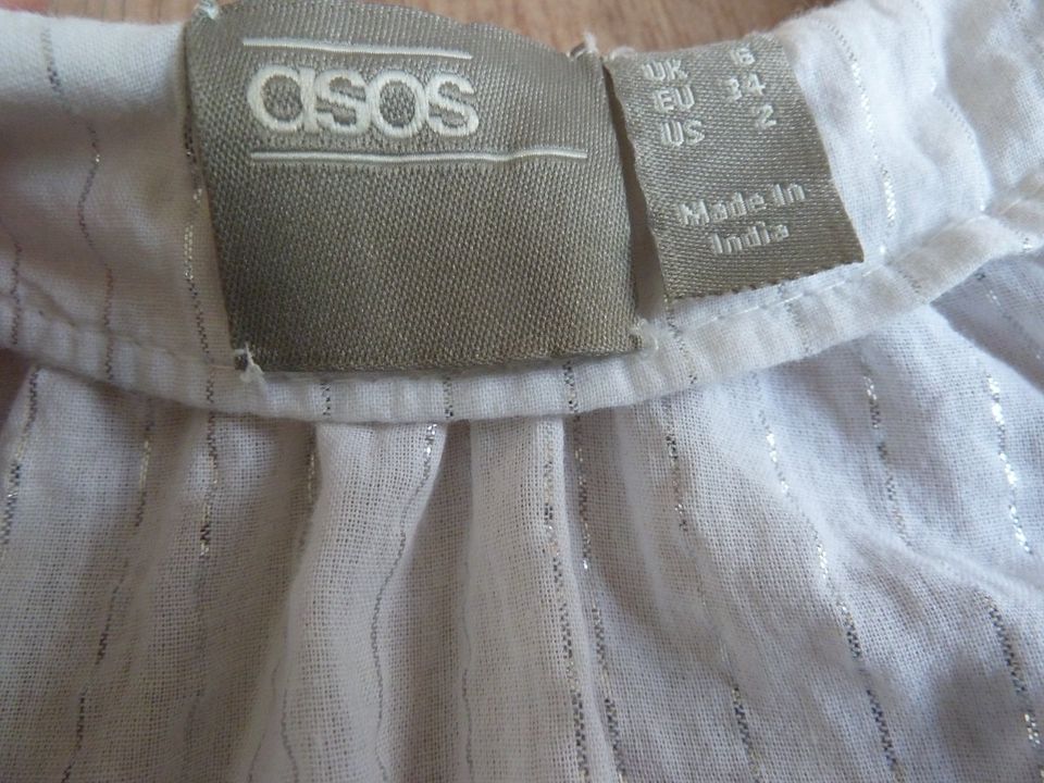 Bluse weiß 38 Asos Pailetten gold Lurex weite Ärmel festlich in Düsseldorf