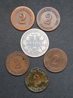 Lot Münzen Kaiserreich 2 Pfennig 1874  A,B,C,E,F & 1 Mark 1874 E Thüringen - Rudolstadt Vorschau