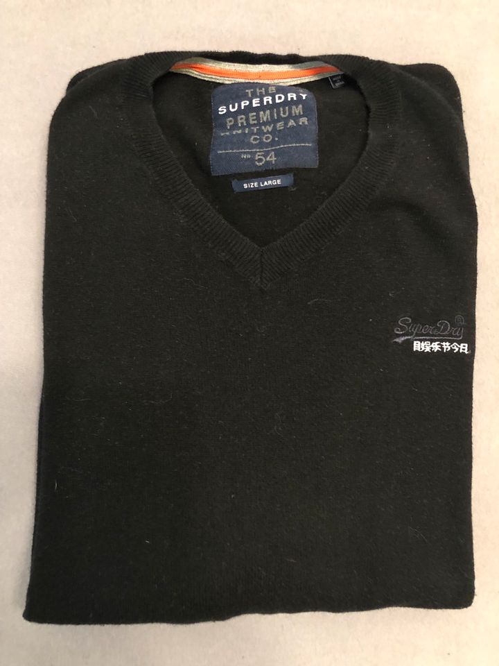 Superdry Pullover, Herren, schwarz, Gr. L, Baumwolle/Kaschmir in Essen Freisenbruch