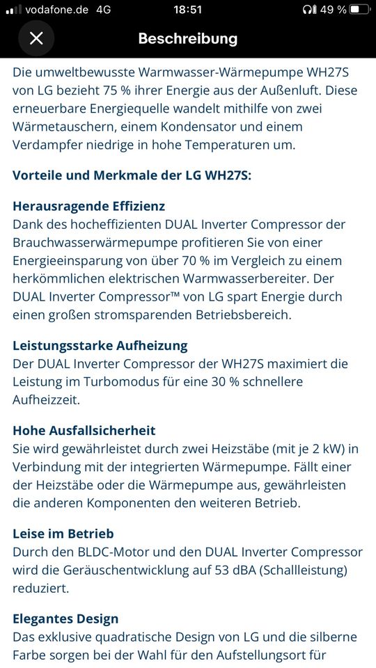 LG Warmwasser Wärmepumpe Therme V 270 Liter in Buch