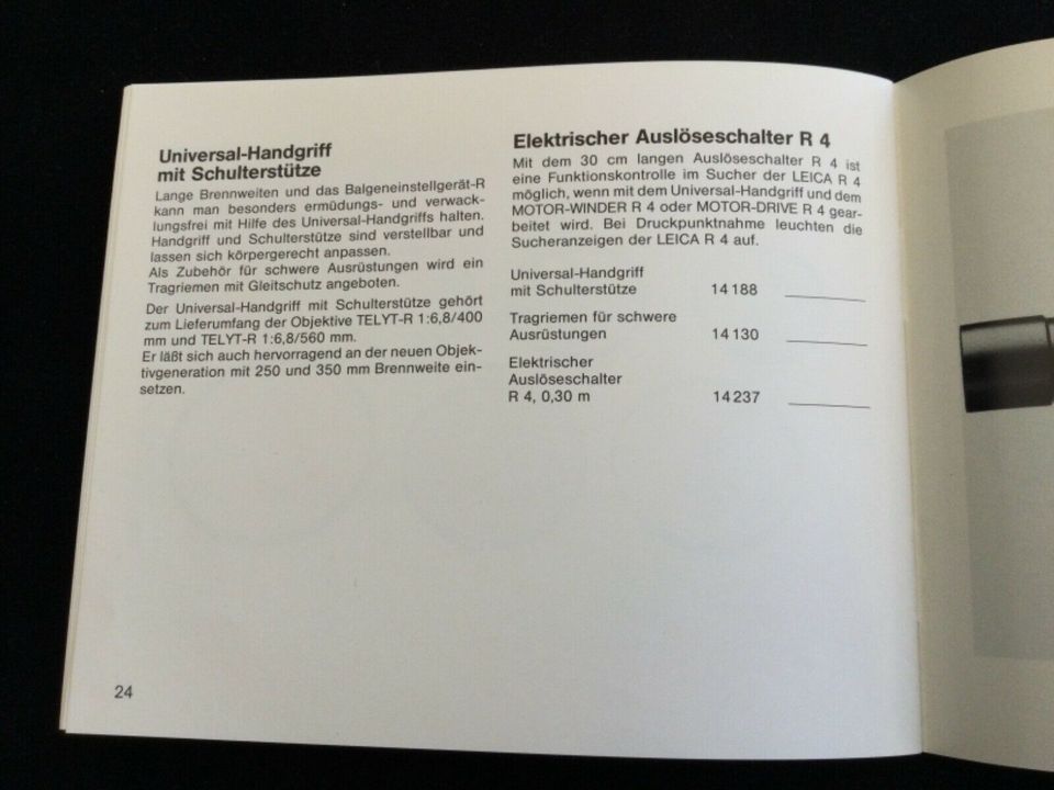 Leica R4 Garantie Heft und Zubehör Katalog Prospekt von 1981 in Kiel