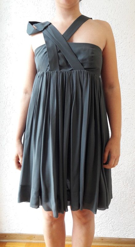 COS Kleid Seide Chiffon Gr. 36 Dunkelgrau in Leopoldshöhe